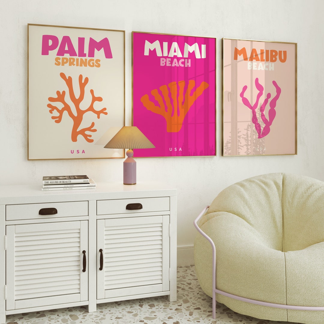 Preppy Beachy Coastal Room Decor, Trendy Print Set, Retro Y2k Dorm ...