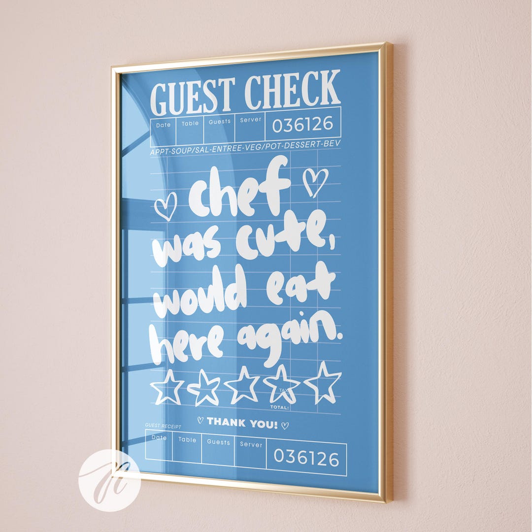chef was cute aesthetic kitchen print retro wall art... Chef Was Cute Print, Aesthetic Blue Kitchen Wall Art, Cute Cooking Art ...