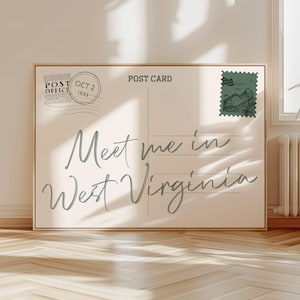 Stampa di cartoline del West Virginia, decorazione murale "State Love", estetica minimalista e verde, regalo del West Virginia, decorazione dello Stato d'origine, grazioso poster tipografico