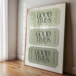 bilet na dobre czasy modna sztuka ścienna szałwiowo-zielony estetyczny plakat preppy sztuka ścienna retro admit one bar cart sztuka dekoracja jasnozielony drukowana sztuka