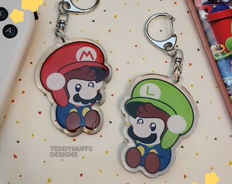 Wonder Bros Keychain | Mario Luigi | Acrylic Charm | 2.75" | Gift