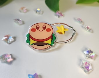 Pin acrílico de Kirby Burger / 1.5" / Poyo / Regalo / Pin esmaltado