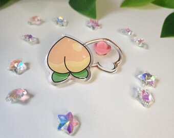 Pin acrílico de Peach Butt / 3,8 cm / Nintendo / Animal Crossing / Regalo / Pin esmaltado