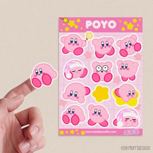 Kirby Sticker Sheets | Poyo | Vinyl Stickers | Gift | Journaling | Stationery
