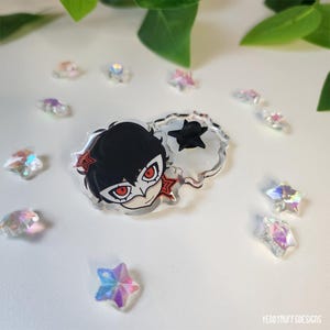Joker Acrylic Pin | 1.5&quot; | Persona 5 | Phantom | Ren | P5 | Enamel Pin