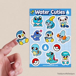 Feuilles d'autocollants Water Starters | Autocollants en vinyle | Cadeau | Journalisation | Papeterie | PKMN