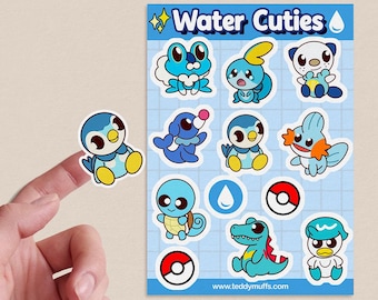 Water Starters Sticker Sheets | Vinyl Stickers | Gift | Journaling | Stationery | PKMN