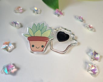 Pin de acrílico de suculentas de 3,8 cm, cactus, planta, regalo, pin de esmalte