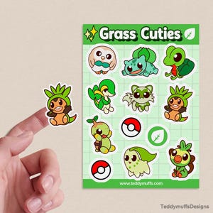 Grass Starters Sticker Sheets | Vinyl Stickers | Gift | Journaling | Stationery | PKMN
