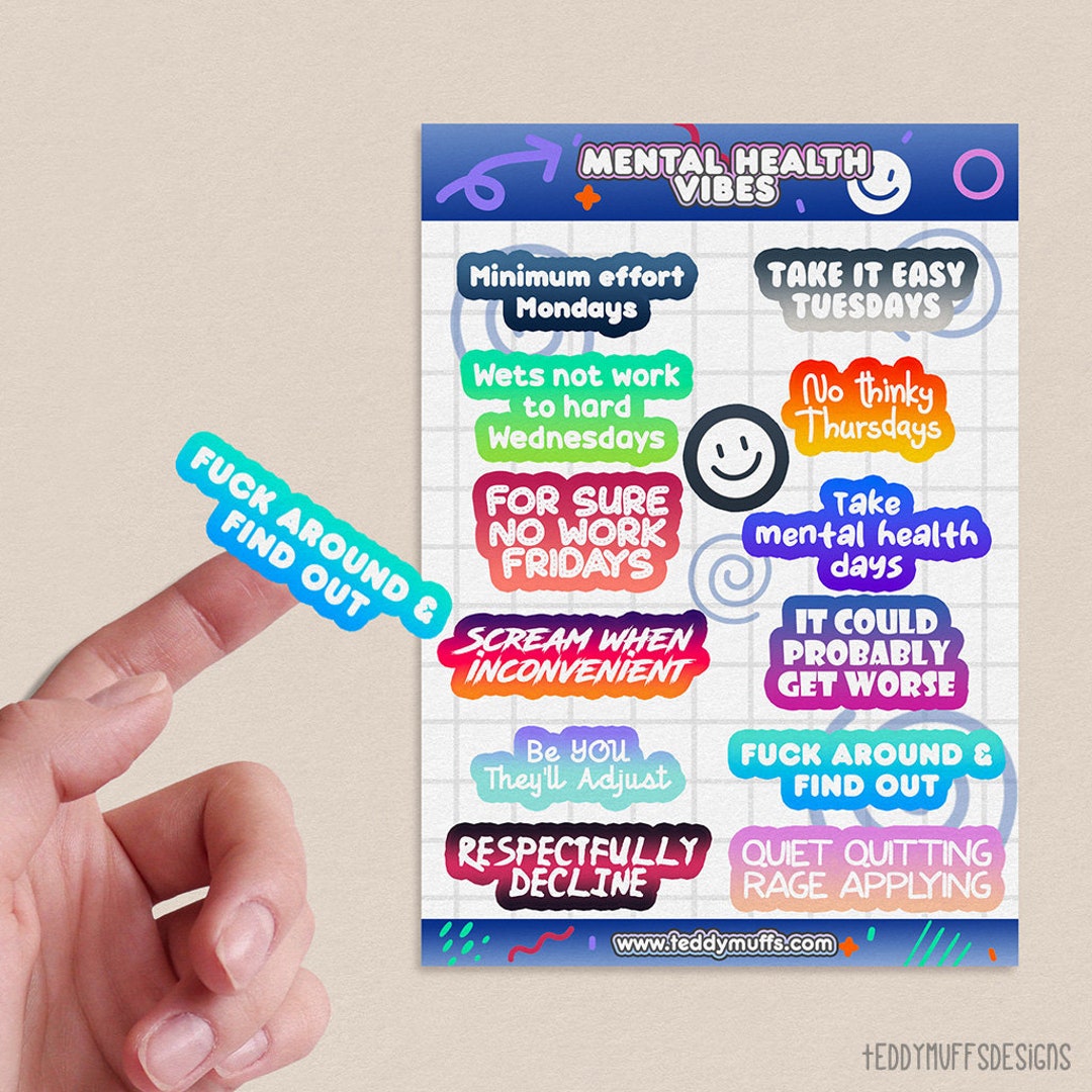 Mental Health Sticker Sheets | Vinyl Stickers | Gift | Journaling ...