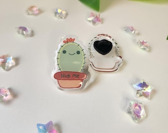 Pin acrílico "Abrázame Cactus" de 3,8 cm, suculenta, planta, regalo, esmalte