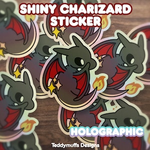 Shiny Charzard Sticker | Holographic | Vinyl Sticker | Video Game | PKMN