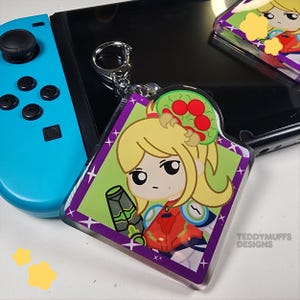 Samus Keychain | Acrylic Charm | Metroid Alien | 2.5&quot; | Gift