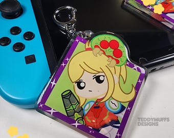 Llavero de Samus / Charm acrílico / Metroid Alien / 6,35 cm / Regalo