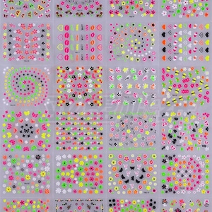 24pc Neon Luminous Fluorescent 3D Nail Stickers -