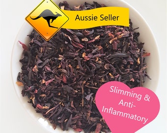 HIBISCUS TEA Australian Seller - ORGANIC 100% Pure Natural - Delicious Herbal tea - Free Fast Postage from Australia - Fresh Dried Flowers