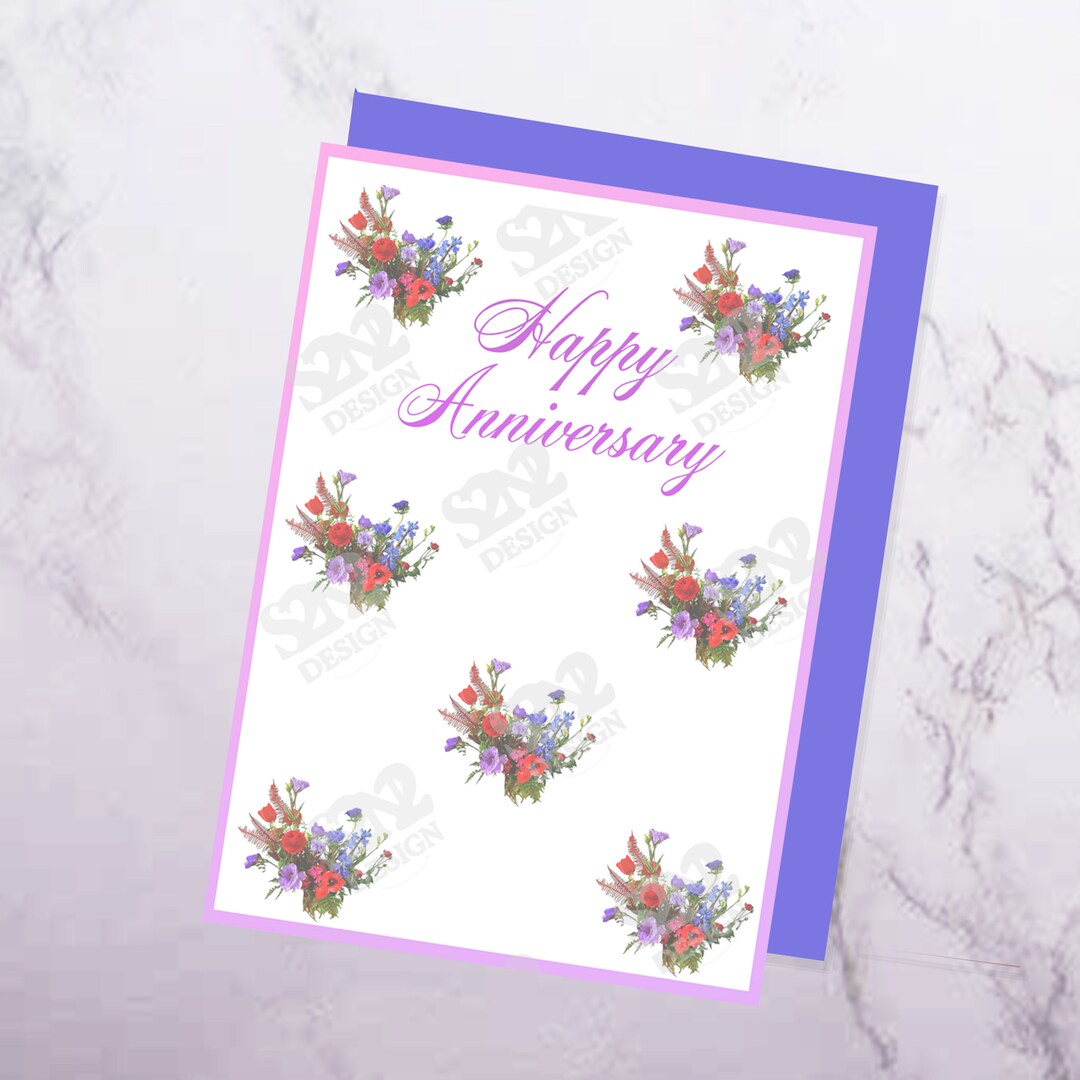 Printable Happy Anniversary Card. Downloadable Happy Anniversary Card ...