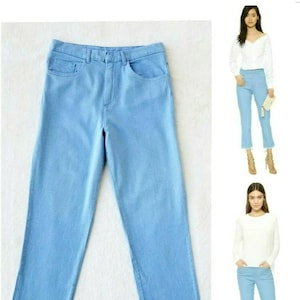 MARQUES ALMEIDA London runway spring blue distressed fringe chic stretch denim jeans uk 10 us 6
