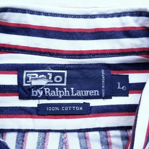 RALPH LAUREN POLO rl mens vintage 1990s 90s red white blue usa shops classic button-down shirt l