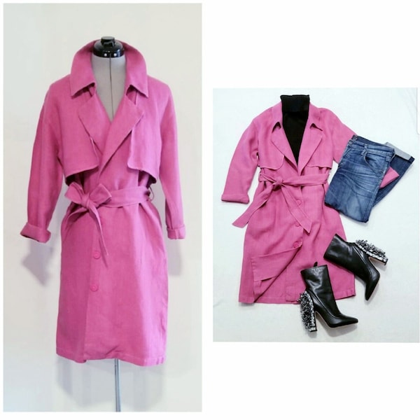 ILANA KOHN perfect dress up-down linen trench garmentory pocket jacket S