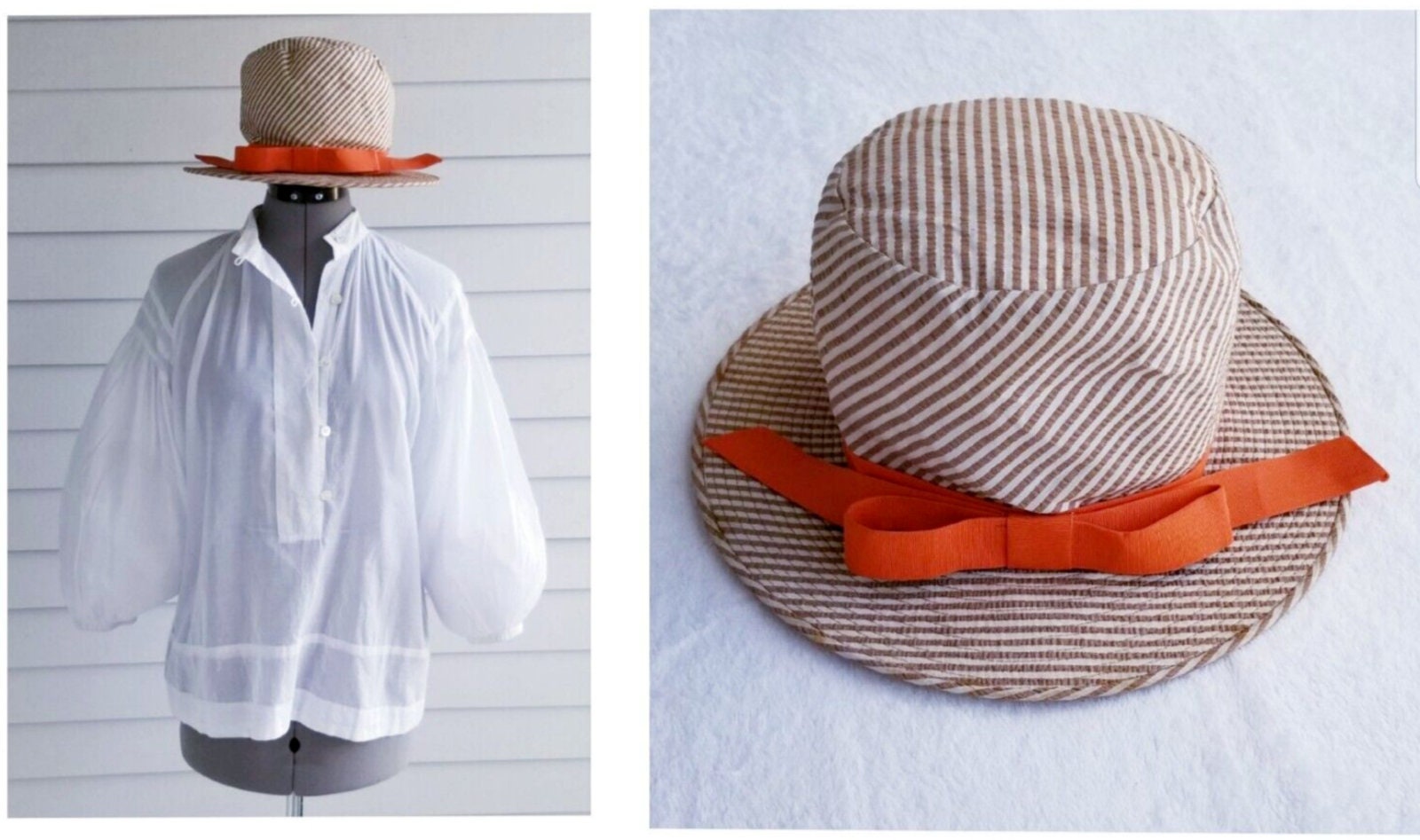 OLEG CASSINI vintage 1960s fab mrs maisel easy-day travel cotton boater brim hat OLEG CASSINI vintage 1960s period-piece costume Mrs Maisel  main image 2