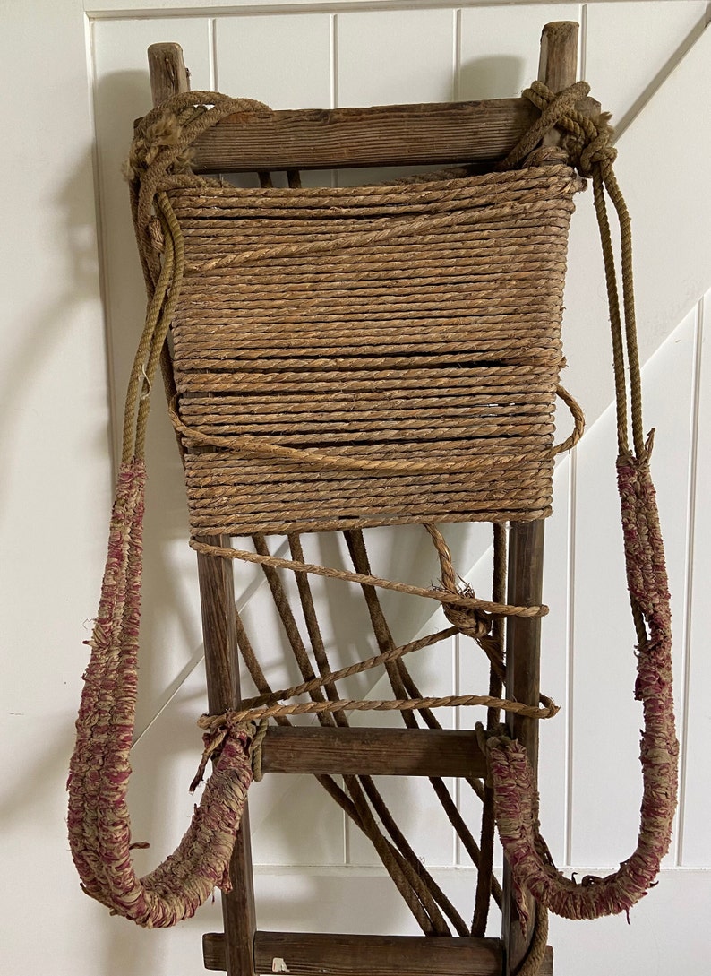 Antique Japanese Wood and Rope Backpack - Etsy
