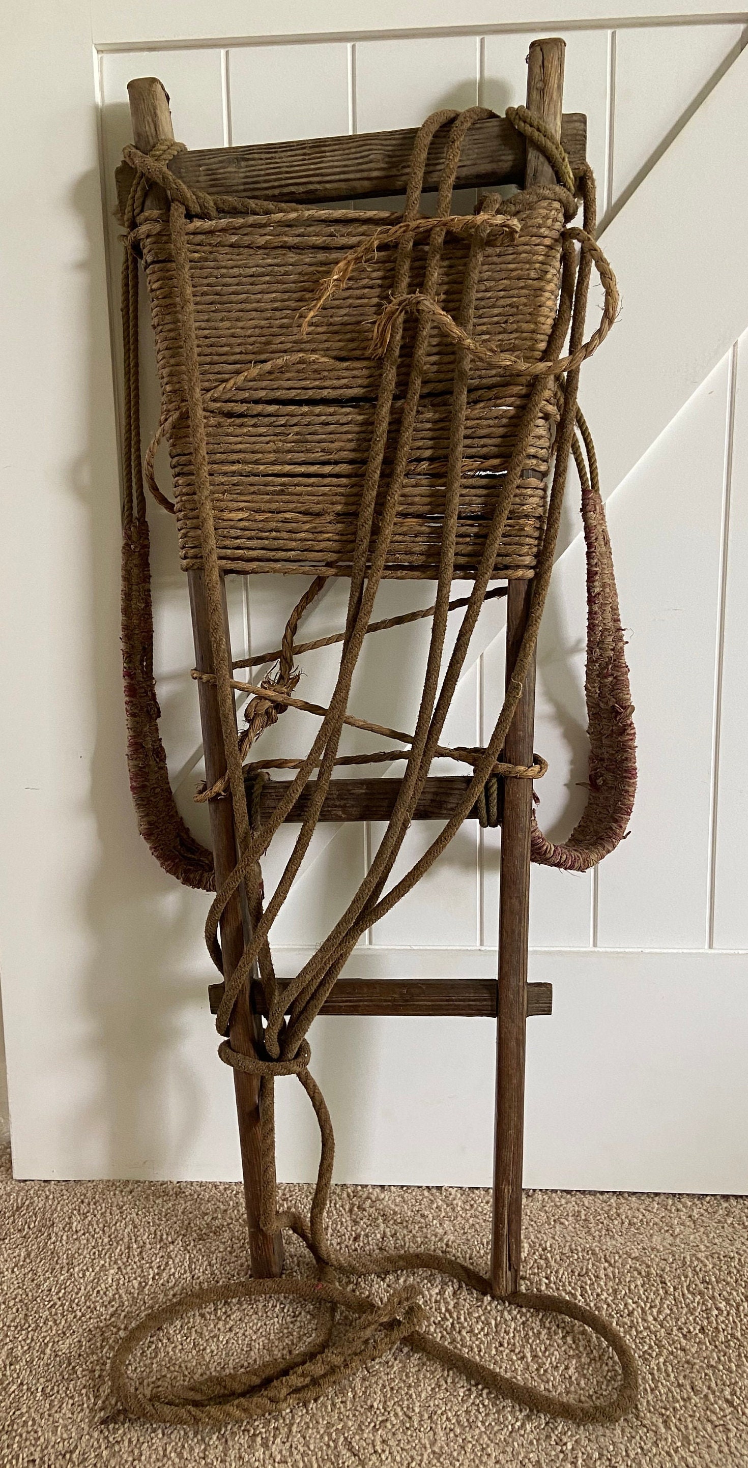 Antique Japanese Wood and Rope Backpack - Etsy