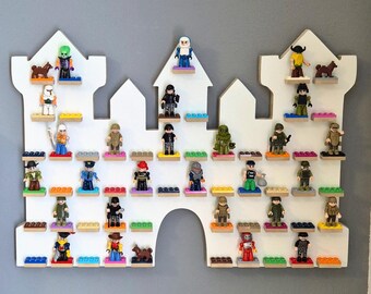 Regał ekspozytor na minifigurki uniwersalny, pasuje do minifigurek wszystkich popularnych producentów. Organizer, półka na klocki i figurki