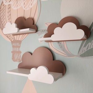 Set of 3 cloud shelves for children&#39;s room, for children, baby. Wall shelves hanging, 3x children&#39;s cloud shelf