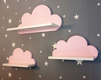 Wolke Wandregal, 3er Set, Pysia- Galaxy-Klasse-wolken mit Montagehaken, Cloud Regale für kinder, kinderzimmer babyzimmer wolkenregal