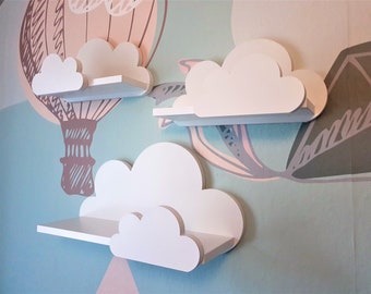 Wolke Wandregal, 3er Set, Moli - Prestige-Klasse wolken, Weiß mit Montagehaken, Cloud Regale für kinder, kinderzimmer babyzimmer wolkenregal