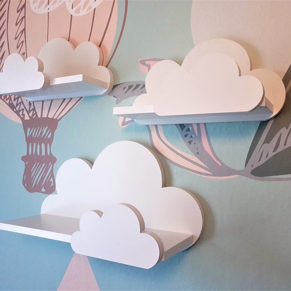 Wolke Wandregal, 3er Set, Moli - Prestige-Klasse wolken, Weiß mit Montagehaken, Cloud Regale für kinder, kinderzimmer babyzimmer wolkenregal