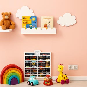 Hanging shelf for books and decorations - a cloud for a child's room, hand-made of 18 mm MDF | Stable, wall-mounted, hanging image 7