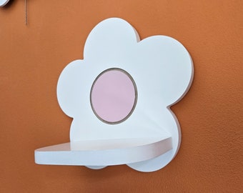 Blumenförmiges Hängendes Regal für ein Kinderzimmer. Wandregal con motivo blumen. Blume per bambini, decorazioni e regali 2in1