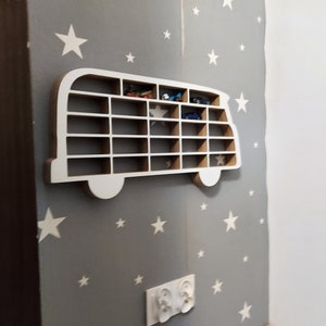 Car display for a child's room, VW T1 iconic car garage shape, toy organizer for a boy, wall shelf image 4