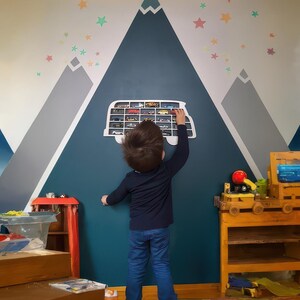 Car display for a child's room, VW T1 iconic car garage shape, toy organizer for a boy, wall shelf image 3