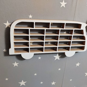 Car display for a child's room, VW T1 iconic car garage shape, toy organizer for a boy, wall shelf image 8