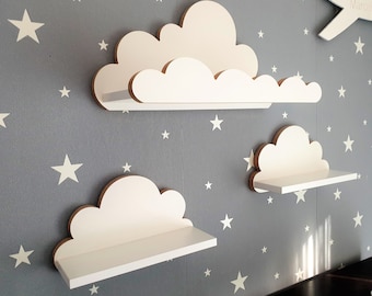 Wolkenregale Minorka Elegance, Kinderzimmer für Baby, Kinderzimmer, 3er-Set, Hängeregal aus Holz, Bücherregal, skandinavischer Stil