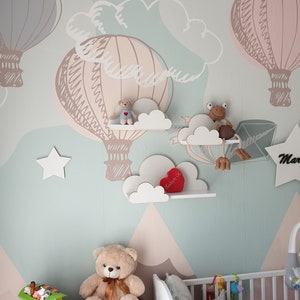 Cloud Shelves Moli Elegance chambre d'enfant pour bébé, chambre d'enfant, ensemble de 3 étagères suspendues en bois, étagère, style scandinave image 2