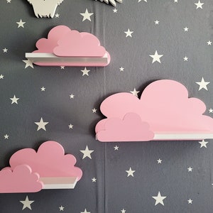 Wolke Wandregal, 3er Set, Fantasy Ekstra Galaxy Klasse Rosa / Rosa, mit Montagehaken, Cloud Regale für kinder, kinderzimmer babyzimmer immagine 1