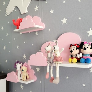 Wolke Wandregal, 3er Set, Fantasy Ekstra Galaxy Klasse Rosa / Rosa, mit Montagehaken, Cloud Regale für kinder, kinderzimmer babyzimmer immagine 4