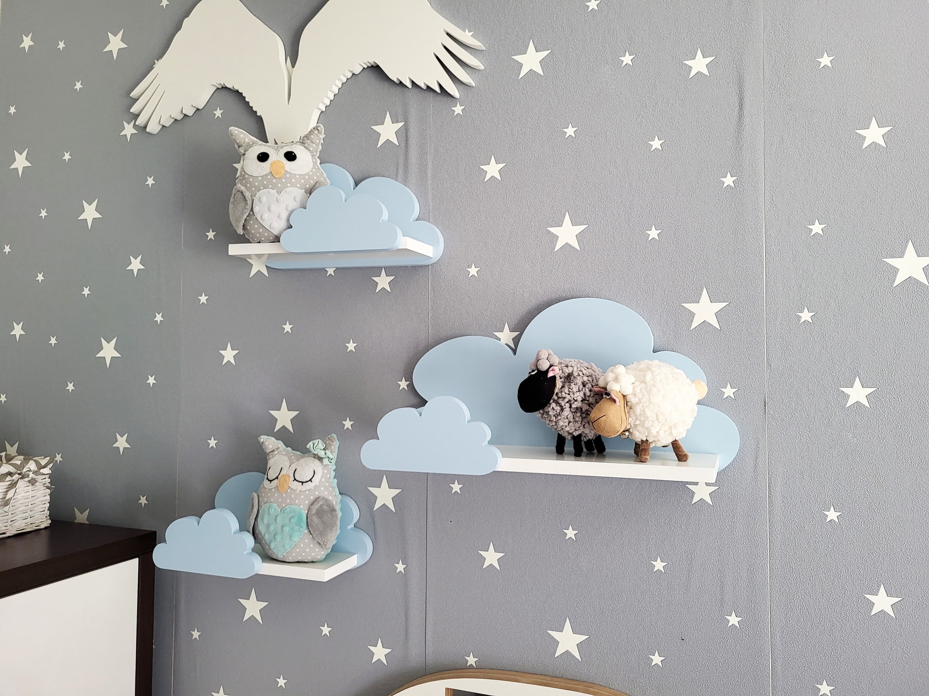 wandregal babyzimmer Wolke Wandregal, 3er Set, Fantasy Ekstra Galaxy - Klasse Blau, mit