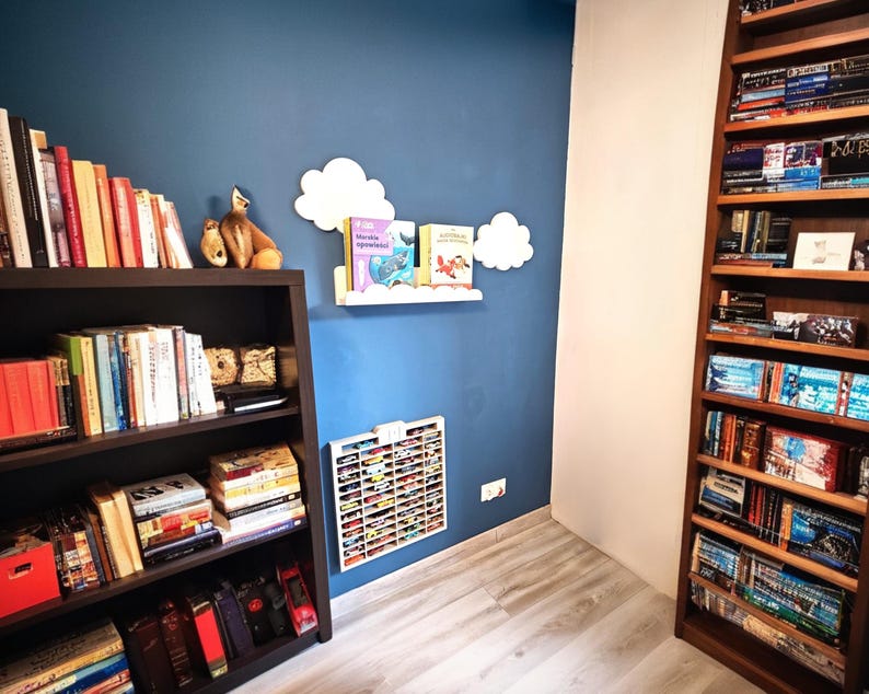 Hanging shelf for books and decorations - a cloud for a child's room, hand-made of 18 mm MDF | Stable, wall-mounted, hanging image 9