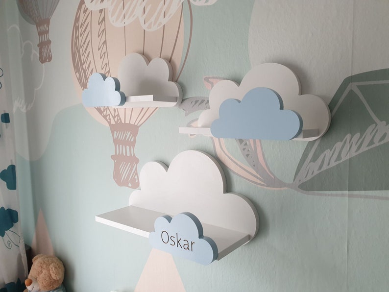 Personalizzasiert Wolke Wandregal, 3er Set, Moli Prestige-Klasse, Regal for kinder with Name, kinderzimmer, babyzimmer, hängend, immagine 6