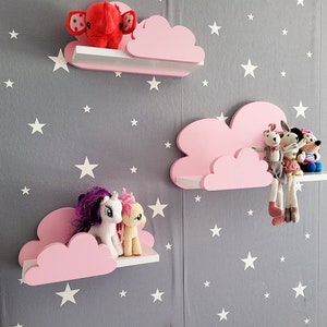 Wolke Wandregal, 3er Set, Fantasy Ekstra Galaxy Klasse Rosa / Rosa, mit Montagehaken, Cloud Regale für kinder, kinderzimmer babyzimmer immagine 5