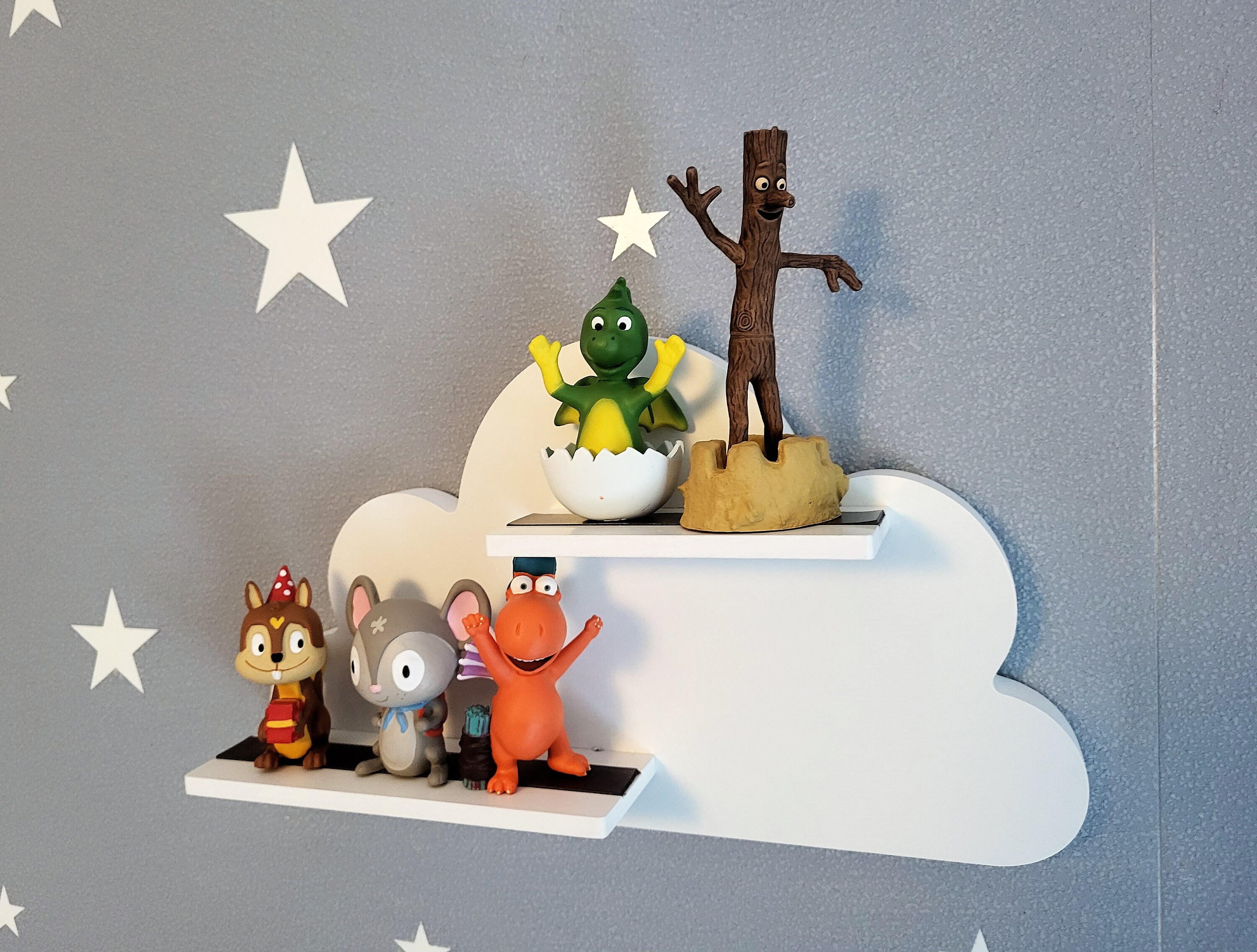 Étagère Murale Magnétique En Bois Forme Nuage Pour Figurines Tonies – Rangement Enfant, Facile à Poser - 6