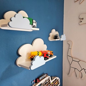 Wolke Wandregal, 3er Set, Fantasy EXTRA Premium-Klasse, bianco / blu con montaggio, Regale für kinder, kinderzimmer babyzimmer, hängend immagine 3