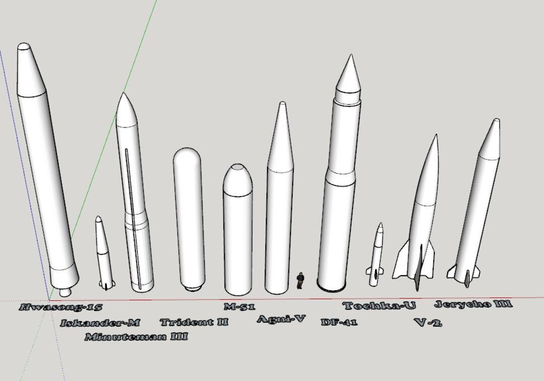 Sketchup Ballistic Missile 3D Model Set, 10 X Ballistic Missile ...