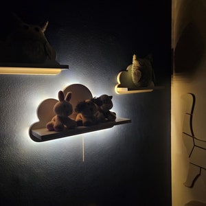 Wolke Wandregal, 3er Set pour Kinder, Lampenfunktion, leuchtendes Regal, Batteriebetrieben, pour Kinderzimmer an der Wand, Nachttischlampe