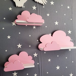 Wolke Wandregal, 3er Set, Fantasy Ekstra Galaxy Klasse Rosa / Rosa, mit Montagehaken, Cloud Regale für kinder, kinderzimmer babyzimmer immagine 3